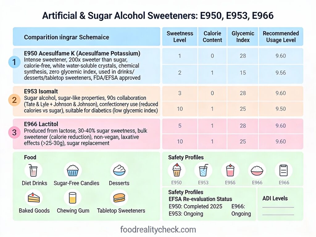 E950, E953, E966 - Sweeteners