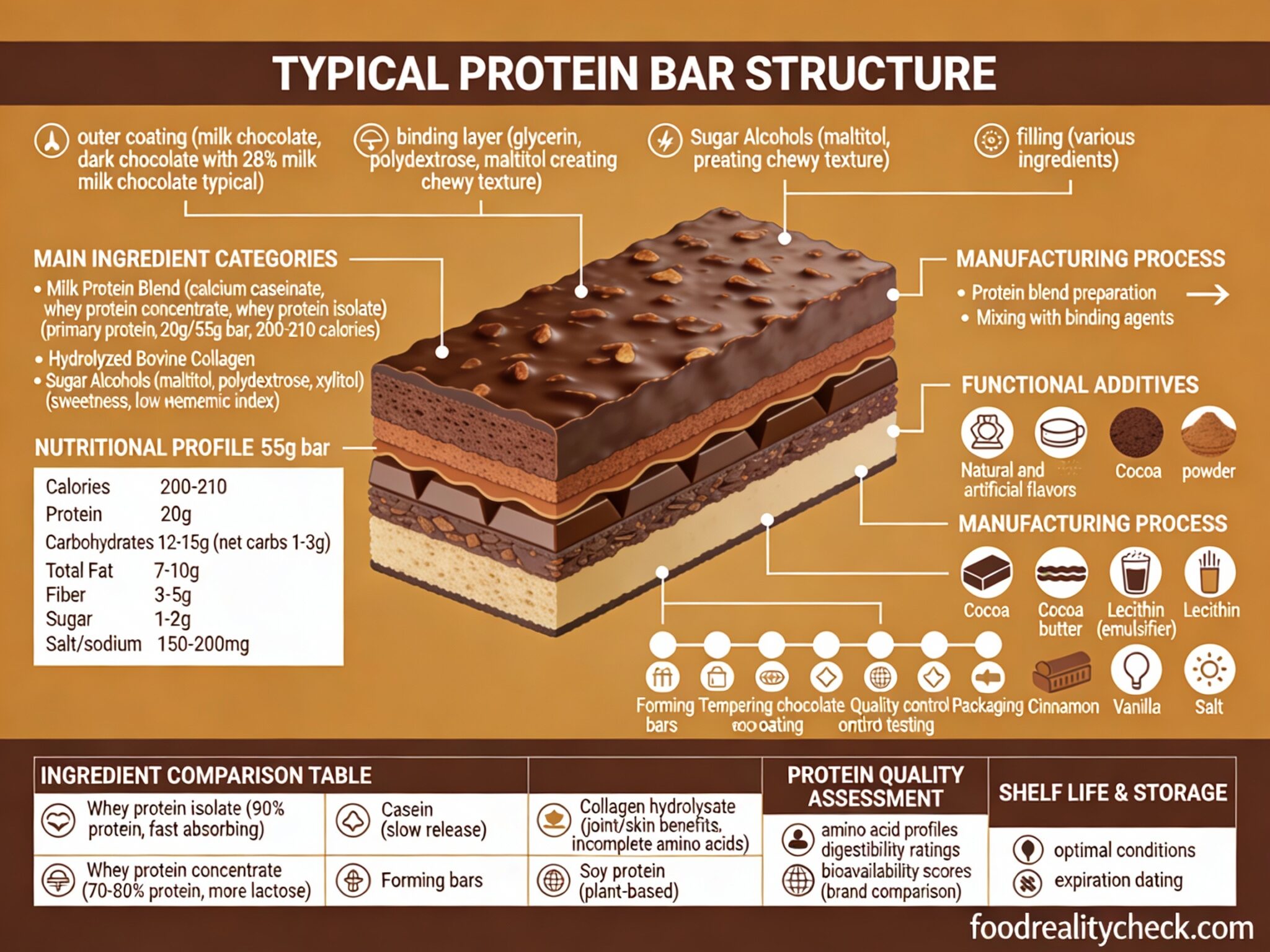 Protein bar ingredients and composition